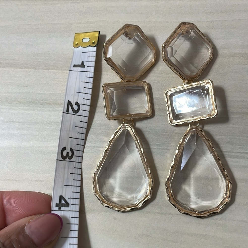 Luxury Clear Acrylic Geo Drop Earrings - Picture 10 of 13